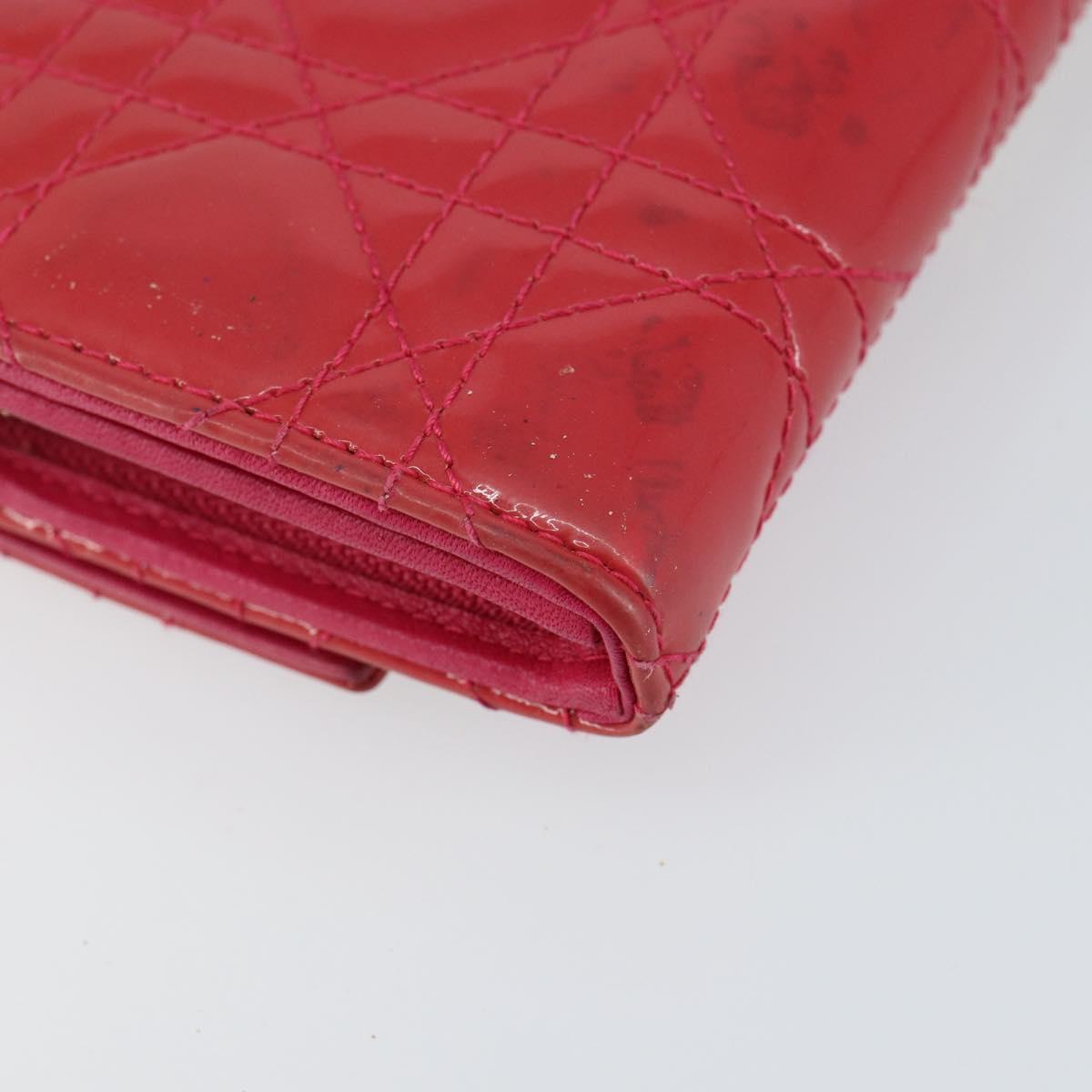 Christian Dior Canage Long Wallet Enamel Pink Gold Auth 147811