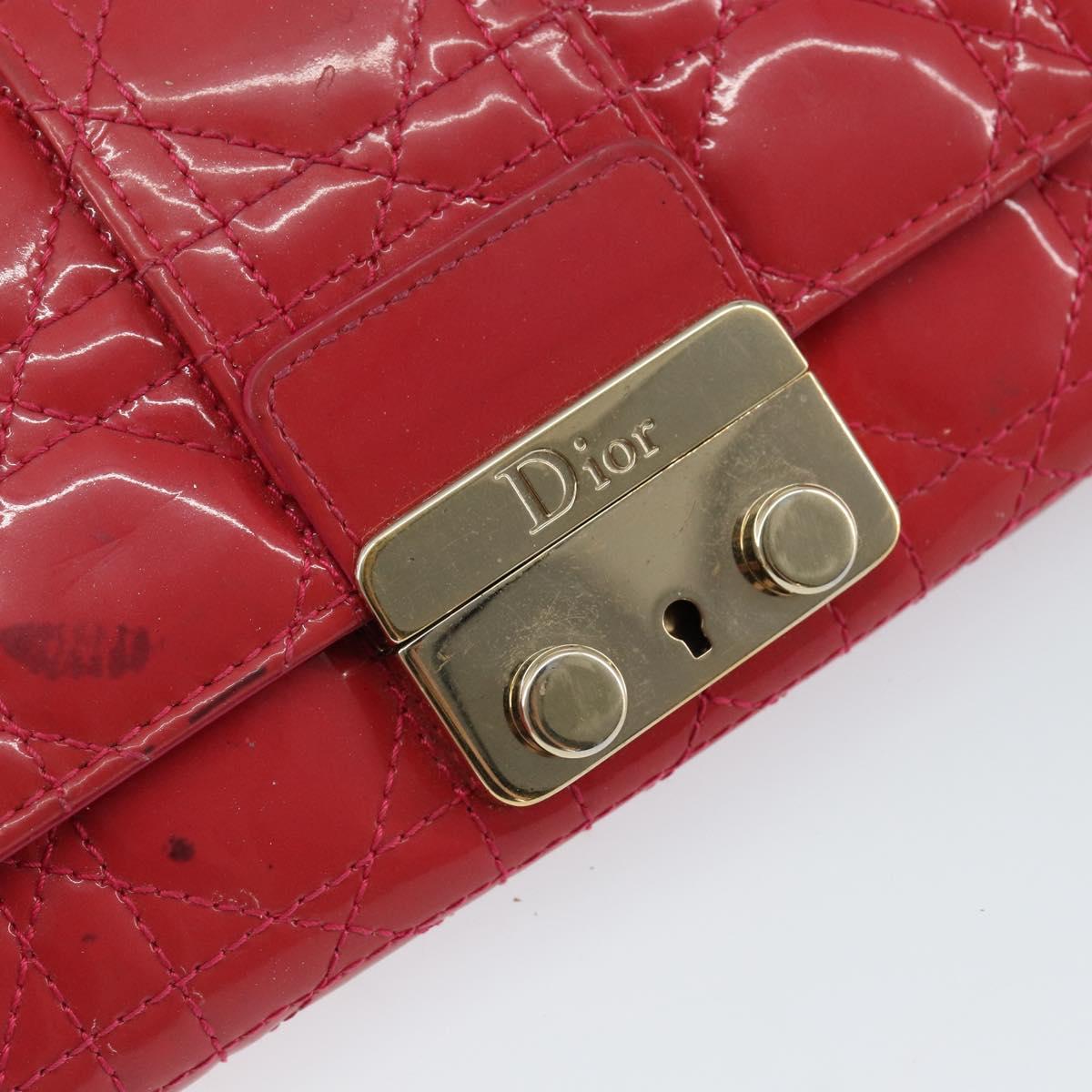 Christian Dior Canage Long Wallet Enamel Pink Gold Auth 147811