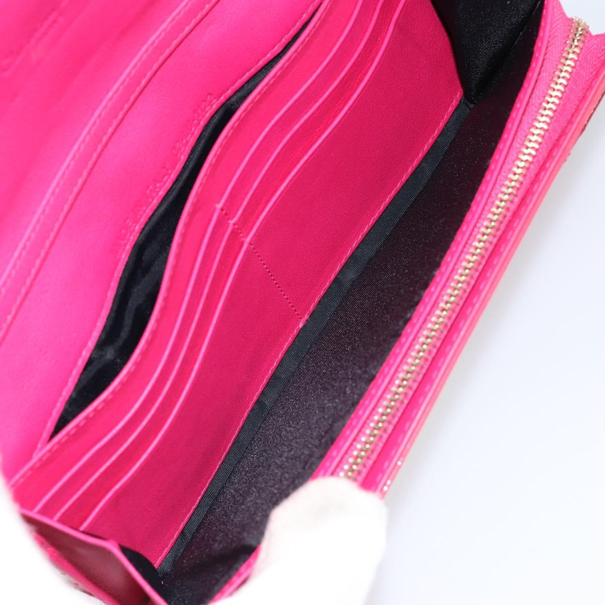 Christian Dior Canage Long Wallet Enamel Pink Gold Auth 147811