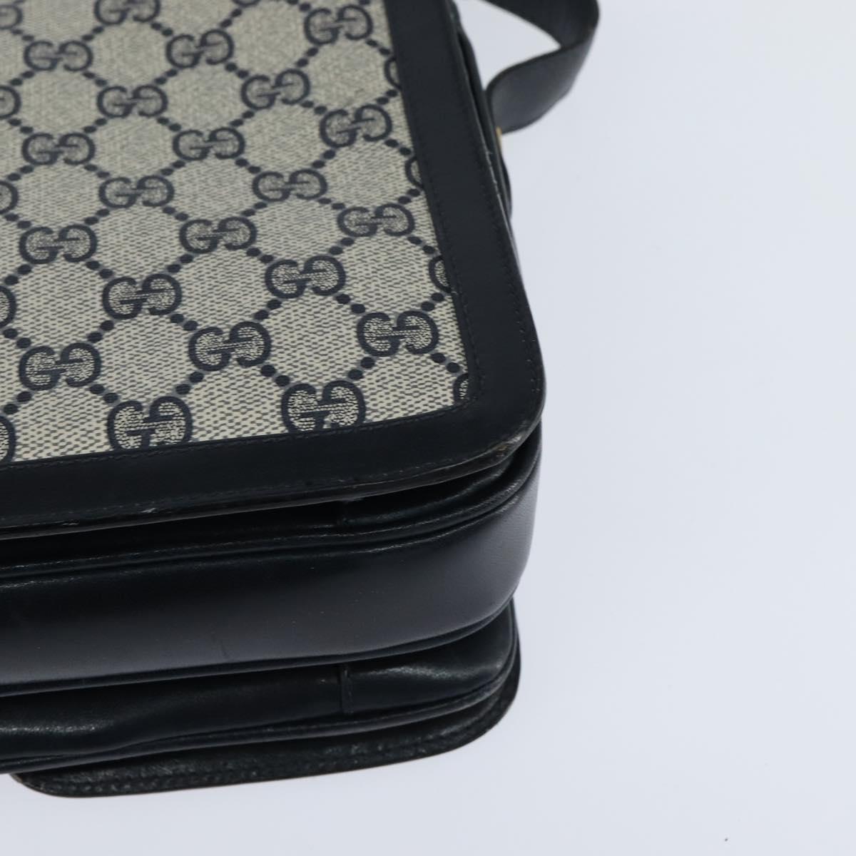 GUCCI GG Supreme Shoulder Bag PVC Navy Gold Auth 147854