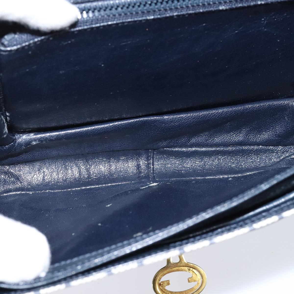 GUCCI GG Supreme Shoulder Bag PVC Navy Gold Auth 147854