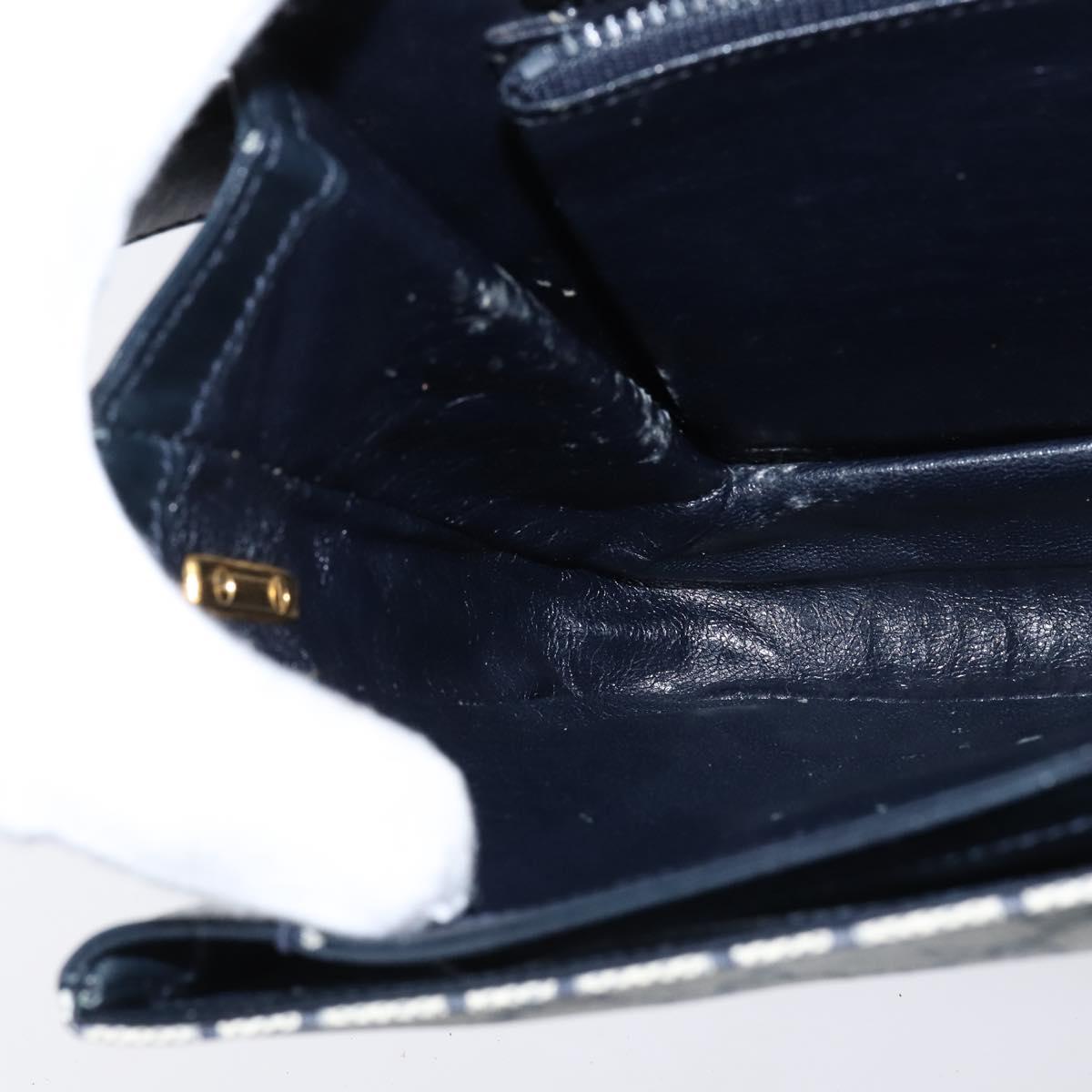 GUCCI GG Supreme Shoulder Bag PVC Navy Gold Auth 147854