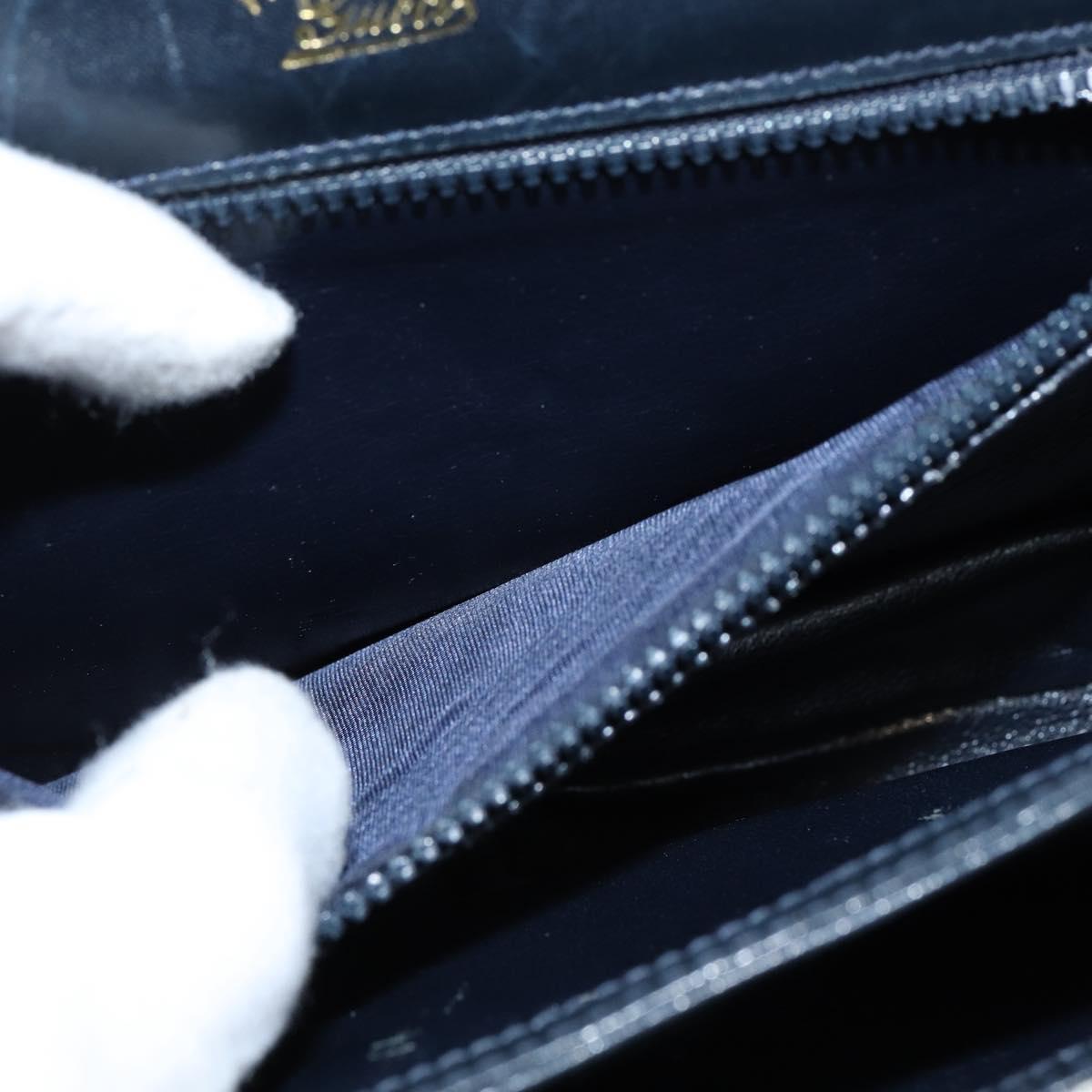 GUCCI GG Supreme Shoulder Bag PVC Navy Gold Auth 147854