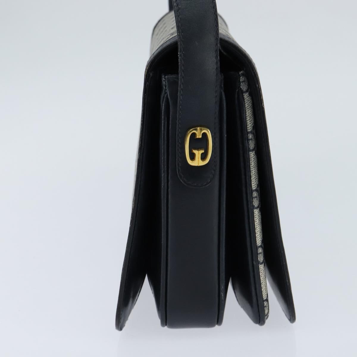 GUCCI GG Supreme Shoulder Bag PVC Navy Gold Auth 147854