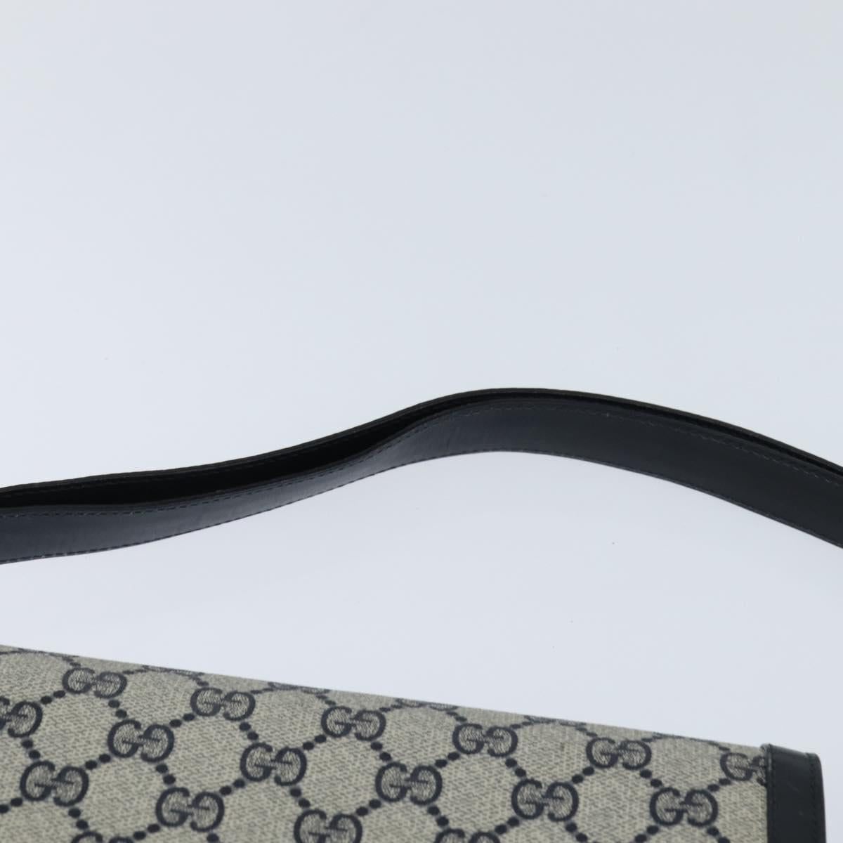 GUCCI GG Supreme Shoulder Bag PVC Navy Gold Auth 147854