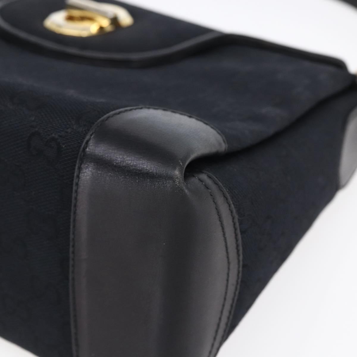 GUCCI GG Canvas Shoulder Bag Black Gold Auth 147856