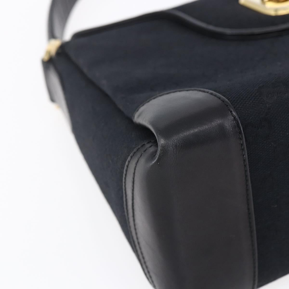 GUCCI GG Canvas Shoulder Bag Black Gold Auth 147856