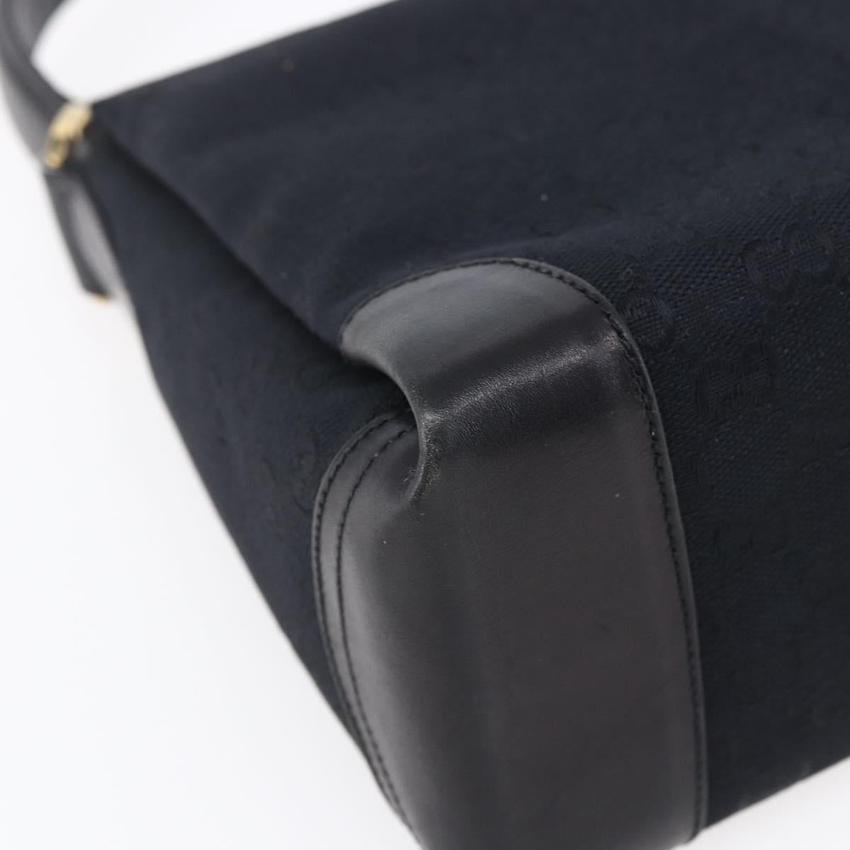 GUCCI GG Canvas Shoulder Bag Black Gold Auth 147856
