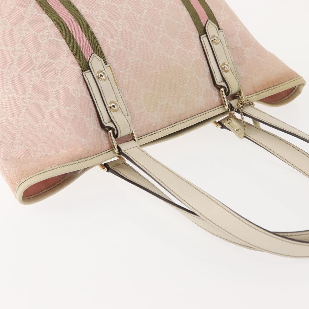 GUCCI GG Canvas Sherry Line Tote Bag Gold Pink khaki 137396 Auth 147863