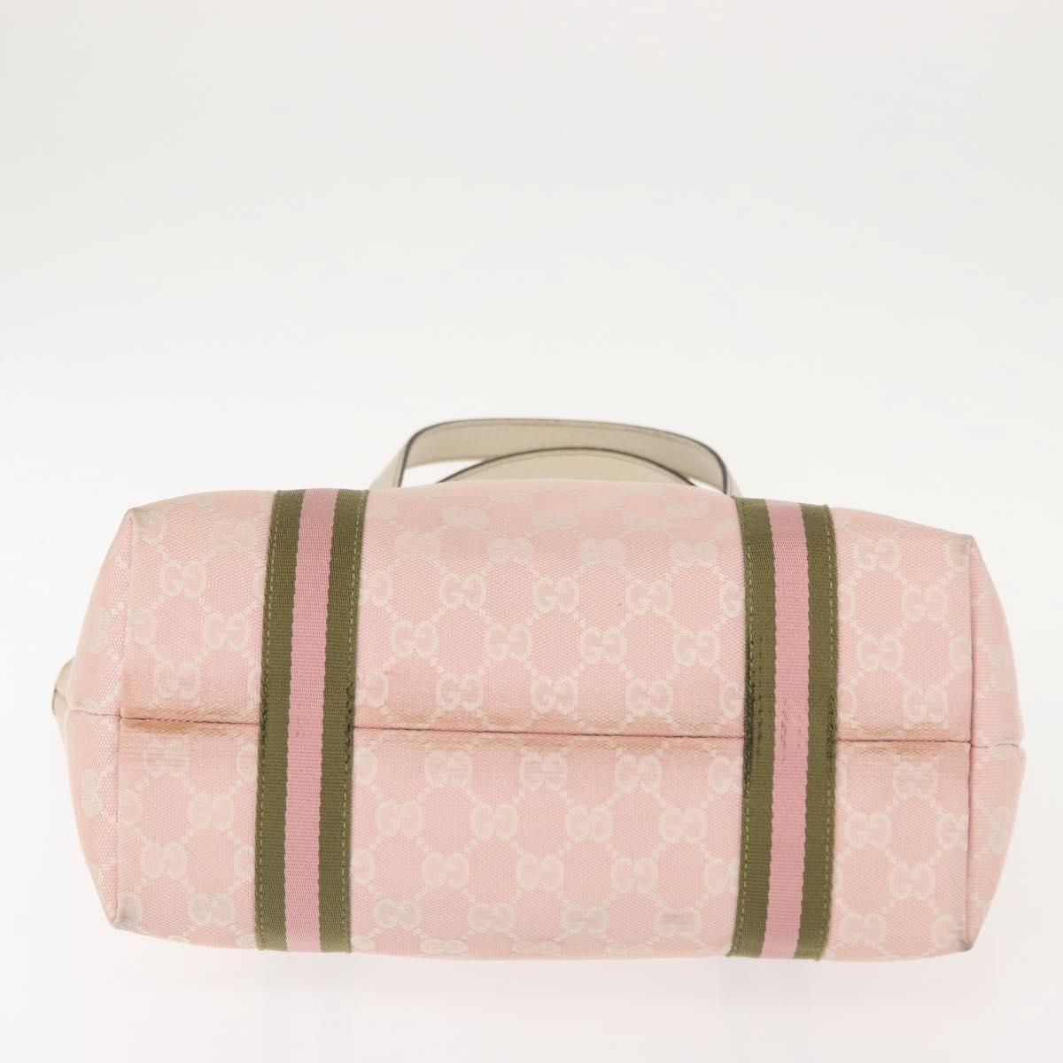 GUCCI GG Canvas Sherry Line Tote Bag Gold Pink khaki 137396 Auth 147863