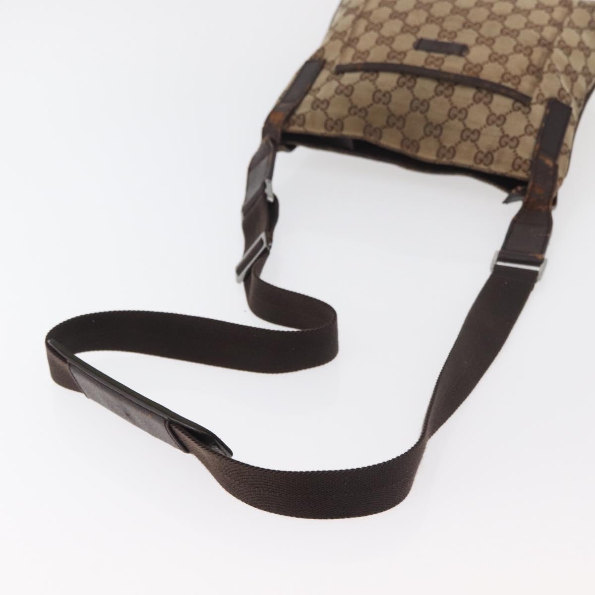 GUCCI GG Canvas Shoulder Bag Beige Silver 122793 Auth 147865