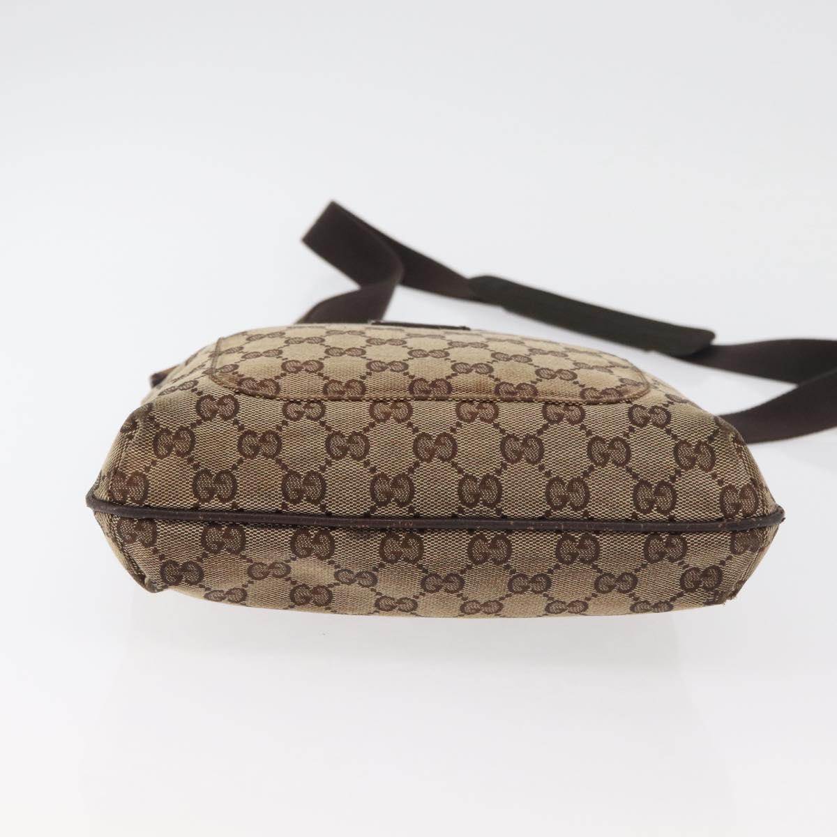 GUCCI GG Canvas Shoulder Bag Beige Silver 122793 Auth 147865