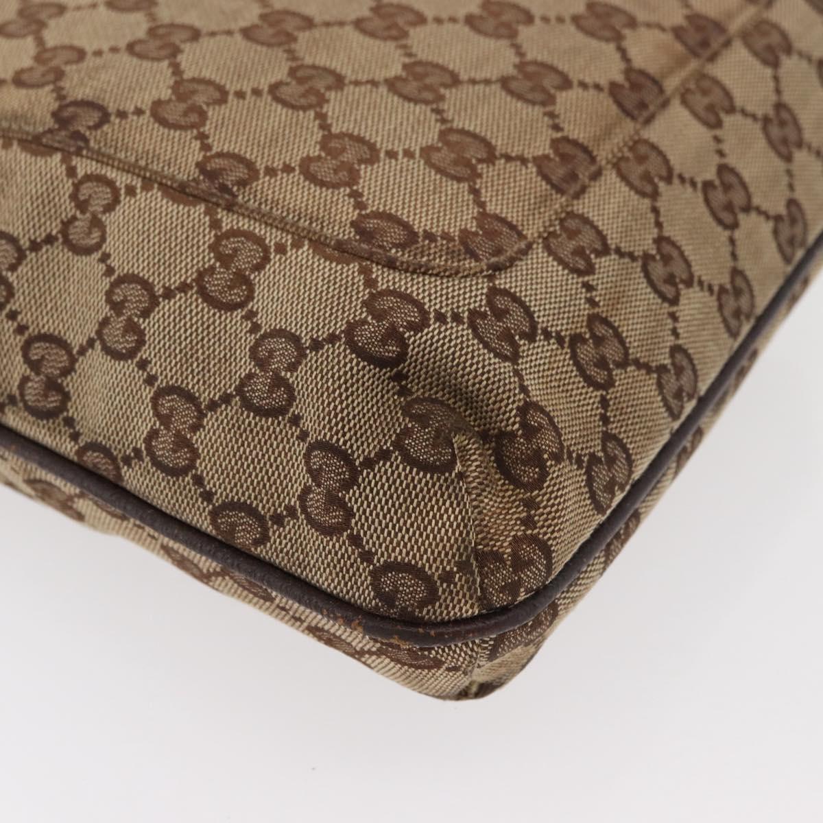 GUCCI GG Canvas Shoulder Bag Beige Silver 122793 Auth 147865