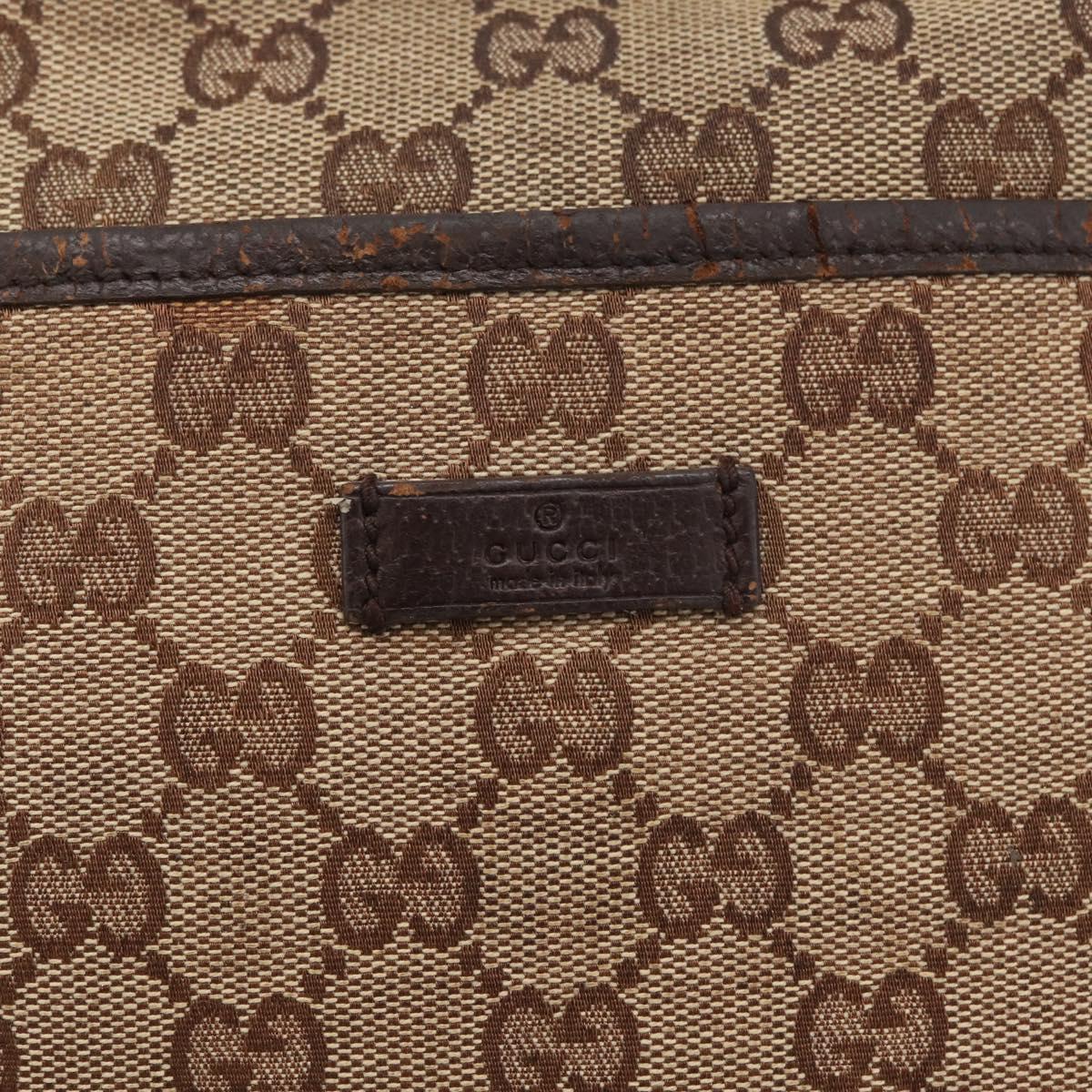 GUCCI GG Canvas Shoulder Bag Beige Silver 122793 Auth 147865