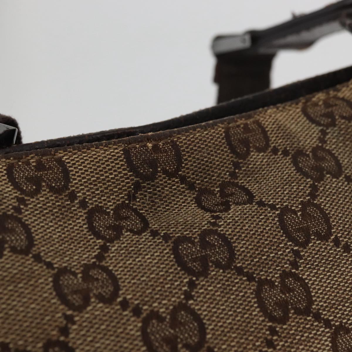 GUCCI GG Canvas Shoulder Bag Beige Silver 122793 Auth 147865