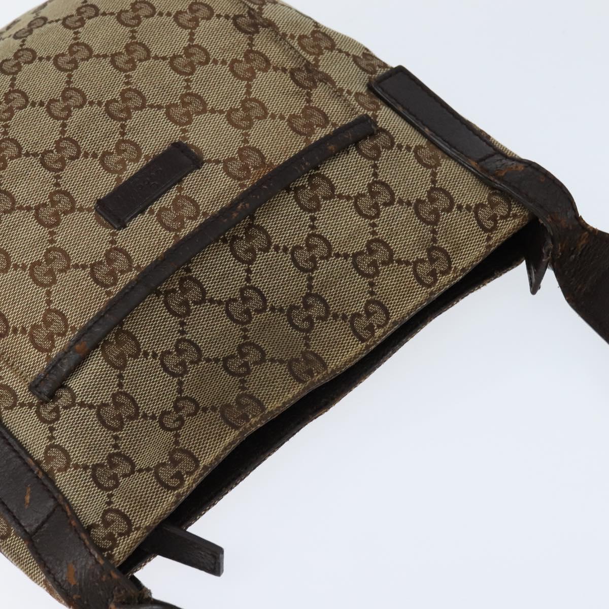 GUCCI GG Canvas Shoulder Bag Beige Silver 122793 Auth 147865