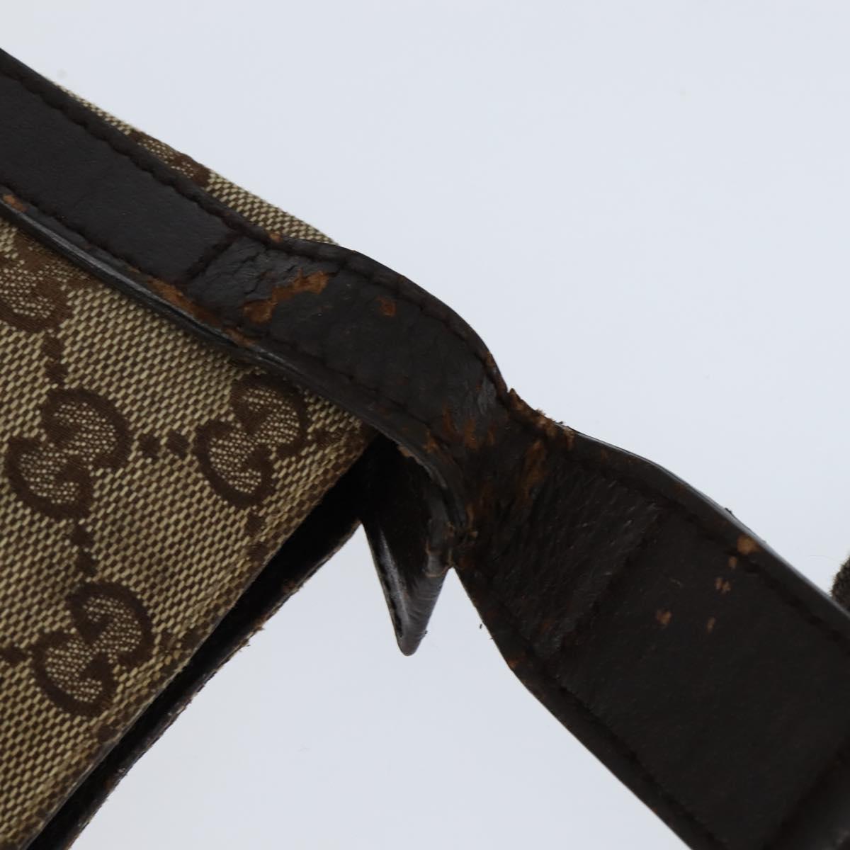 GUCCI GG Canvas Shoulder Bag Beige Silver 122793 Auth 147865