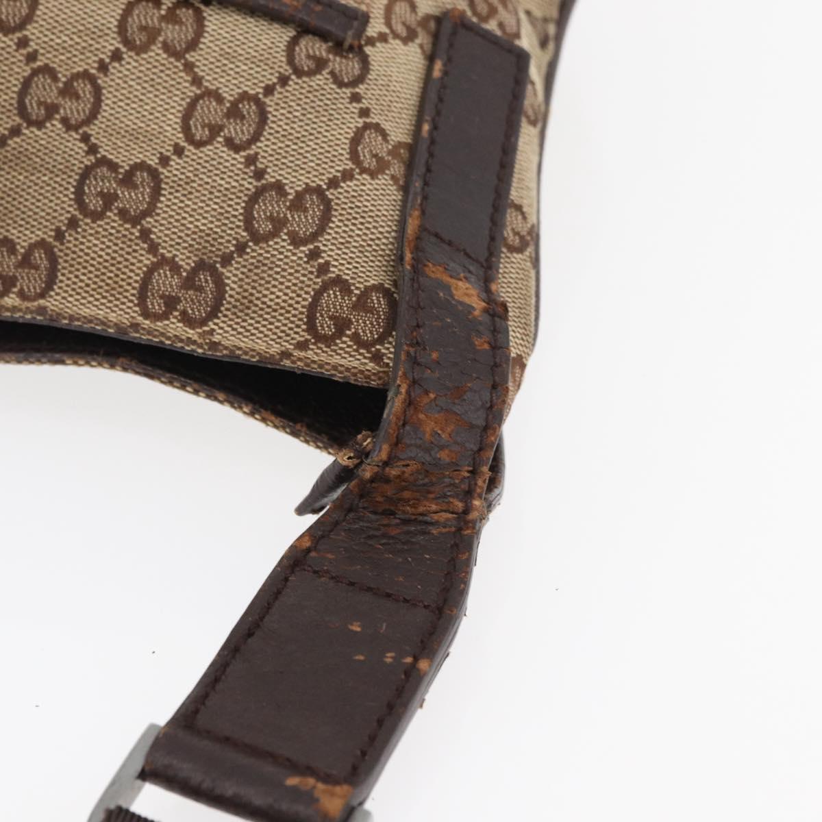GUCCI GG Canvas Shoulder Bag Beige Silver 122793 Auth 147865