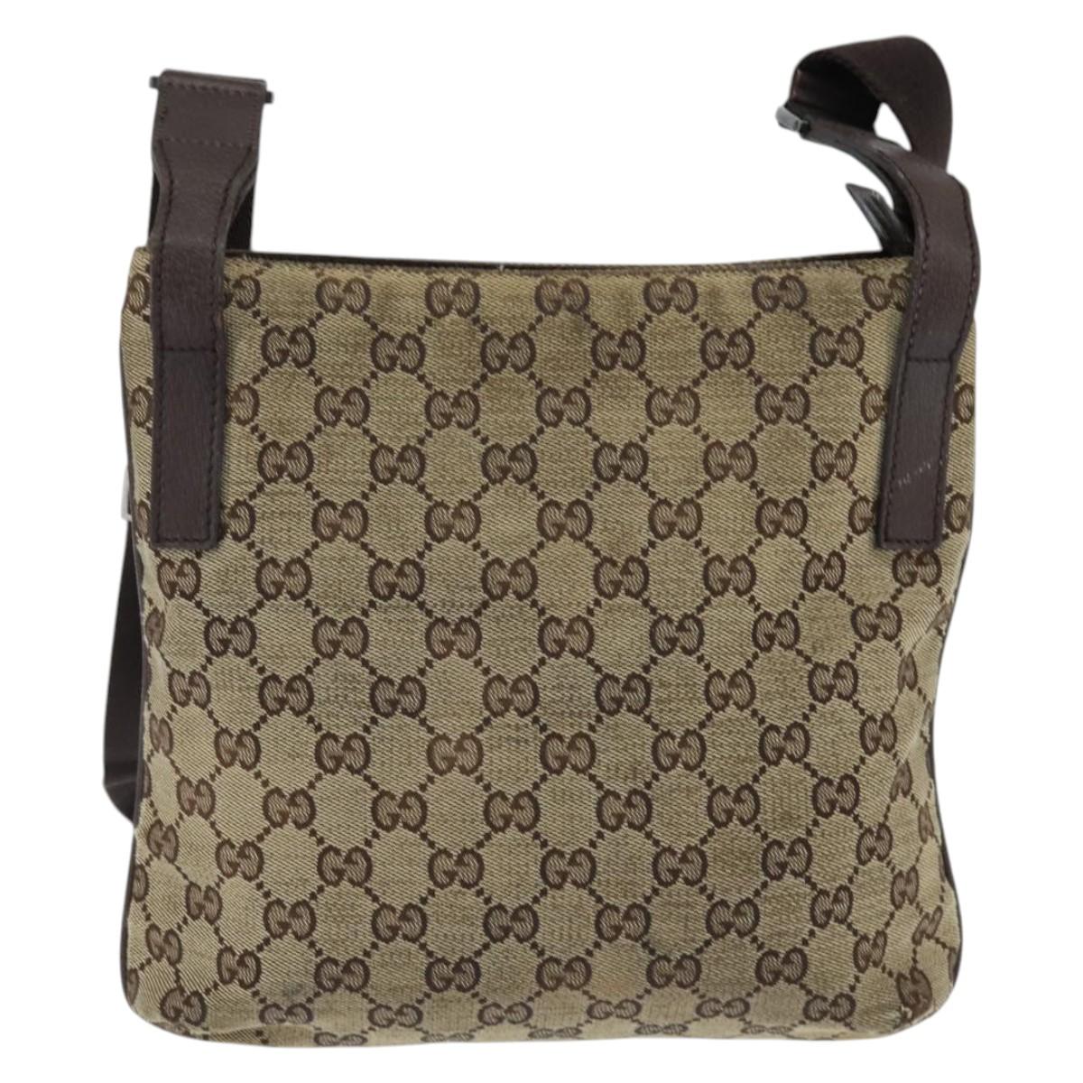 GUCCI GG Canvas Shoulder Bag Beige Silver 122793 Auth 147867