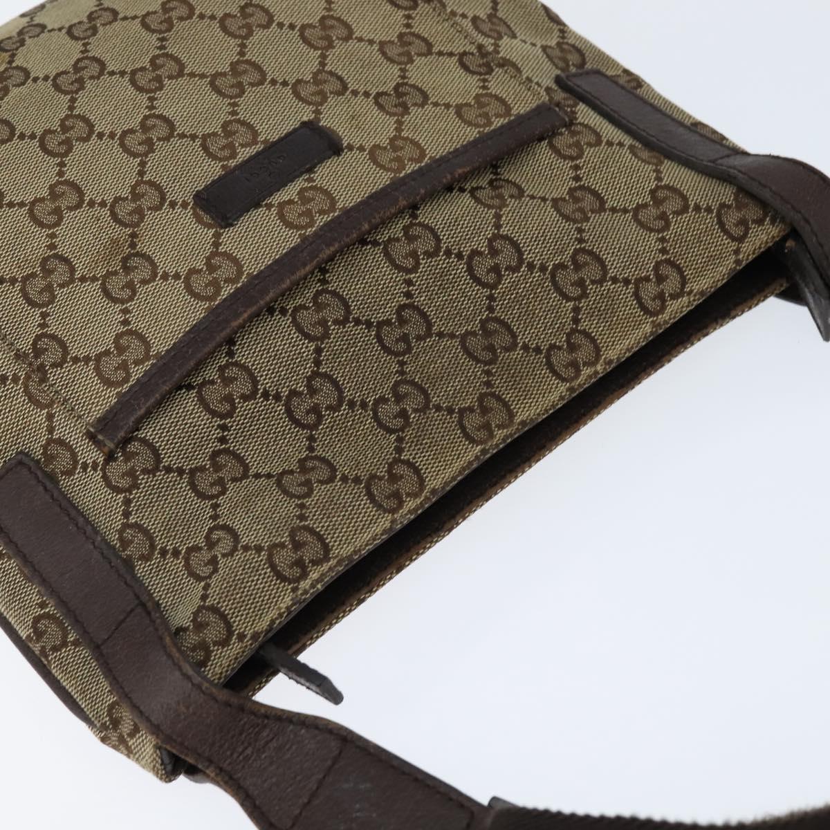 GUCCI GG Canvas Shoulder Bag Beige Silver 122793 Auth 147867