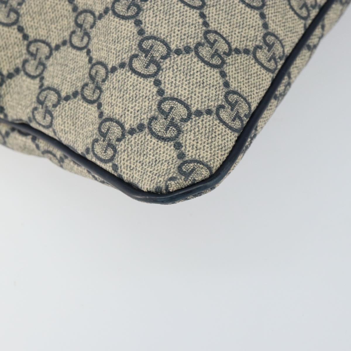 GUCCI GG Supreme Shoulder Bag PVC Navy Silver 201446 Auth 147869