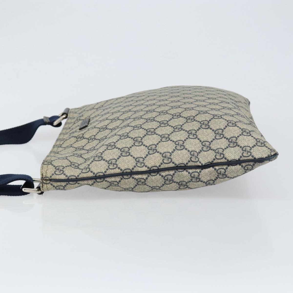GUCCI GG Supreme Shoulder Bag PVC Navy Silver 201446 Auth 147869