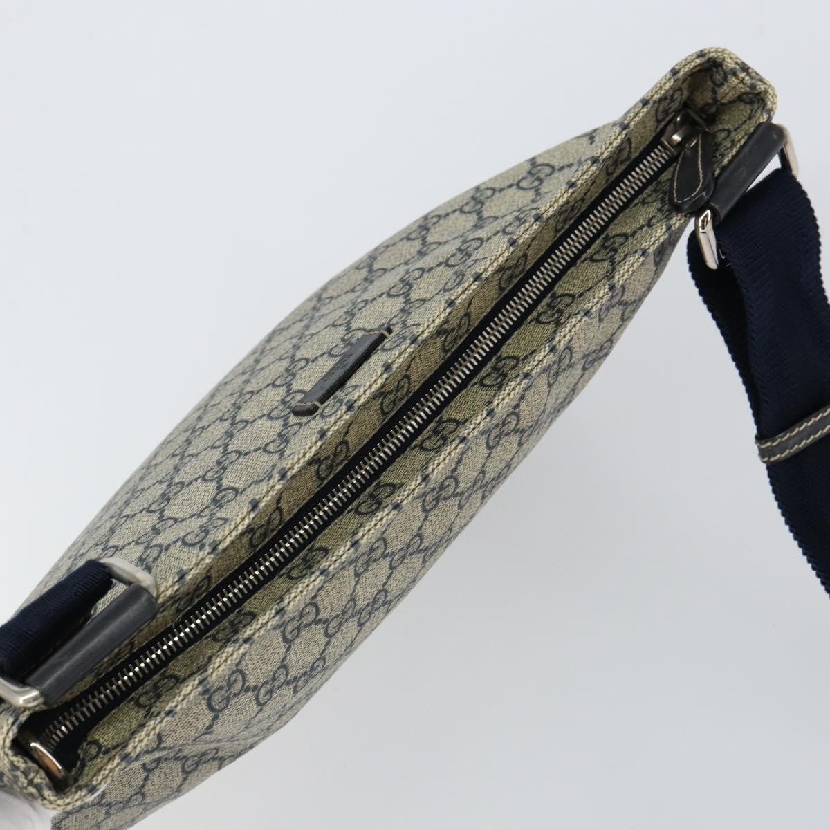 GUCCI GG Supreme Shoulder Bag PVC Navy Silver 201446 Auth 147869