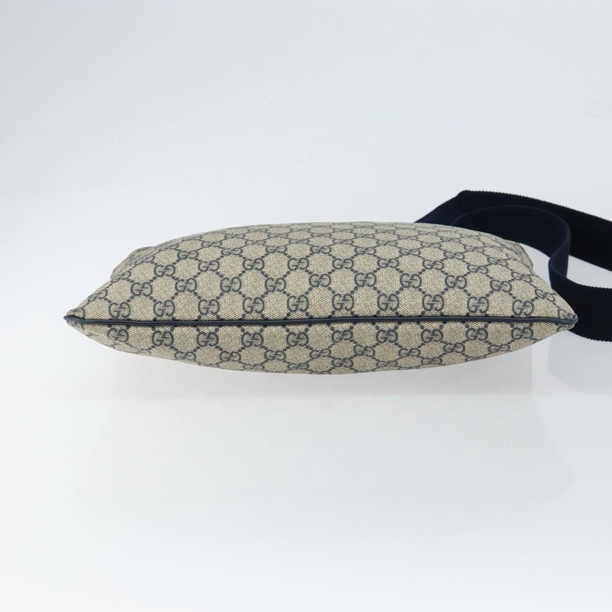 GUCCI GG Supreme Shoulder Bag PVC Navy Silver 201446 Auth 147869