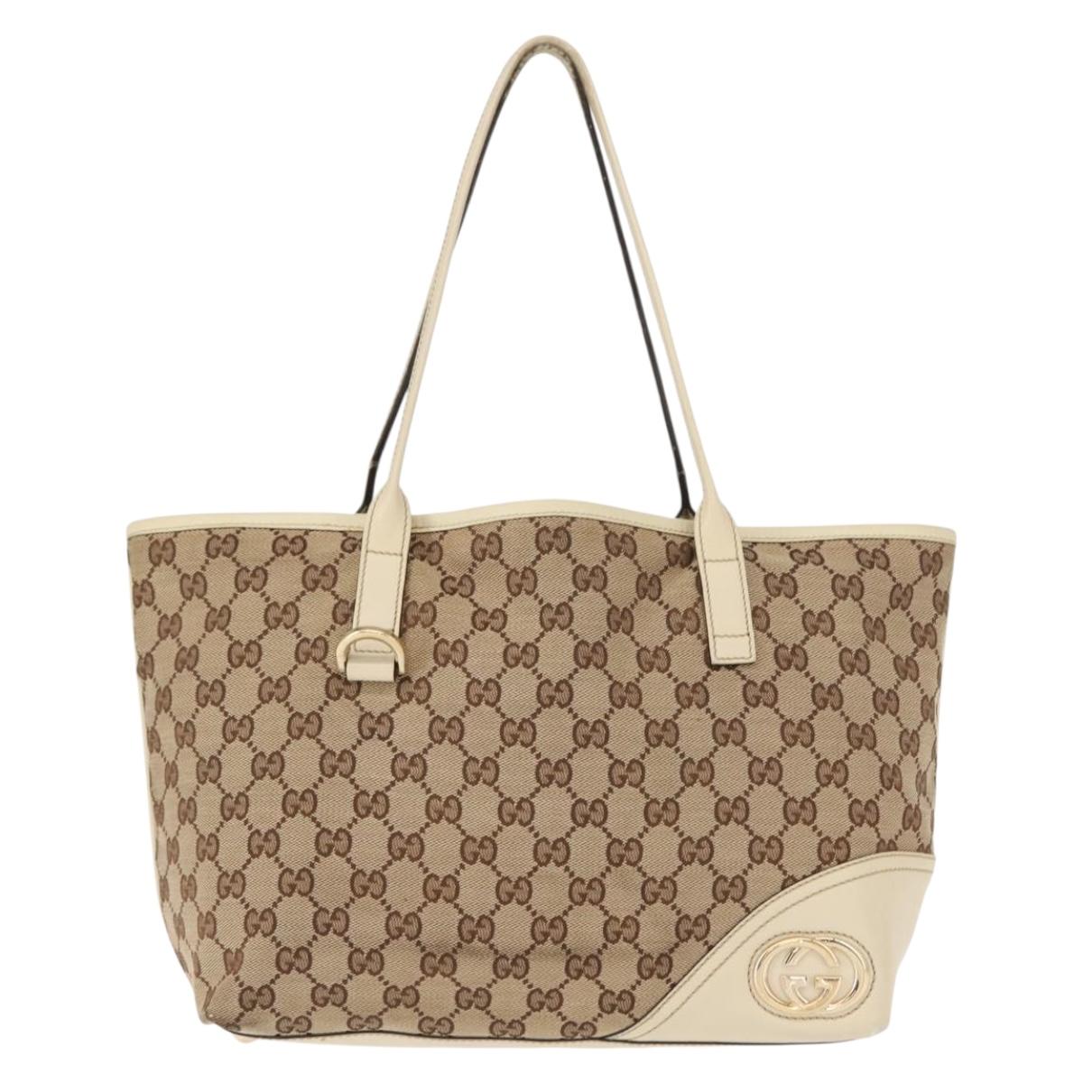 GUCCI GG Canvas Abbey Tote Bag Beige 169946 Auth 147873