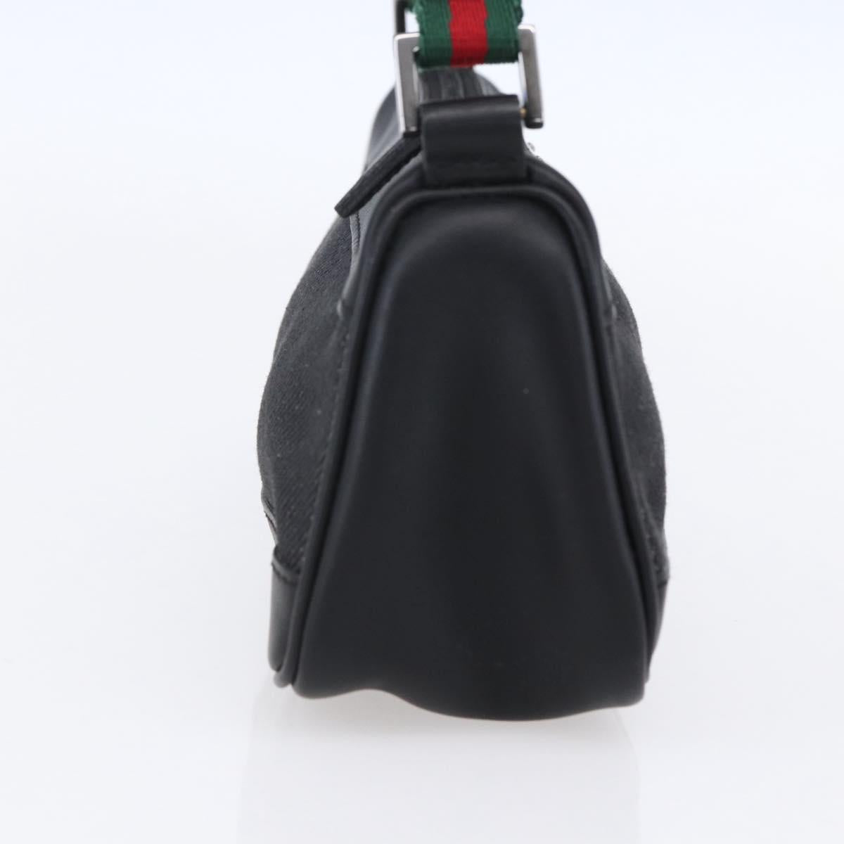 GUCCI Web Sherry Line Accessory Pouch Canvas Black Red Green 92820 Auth 147877