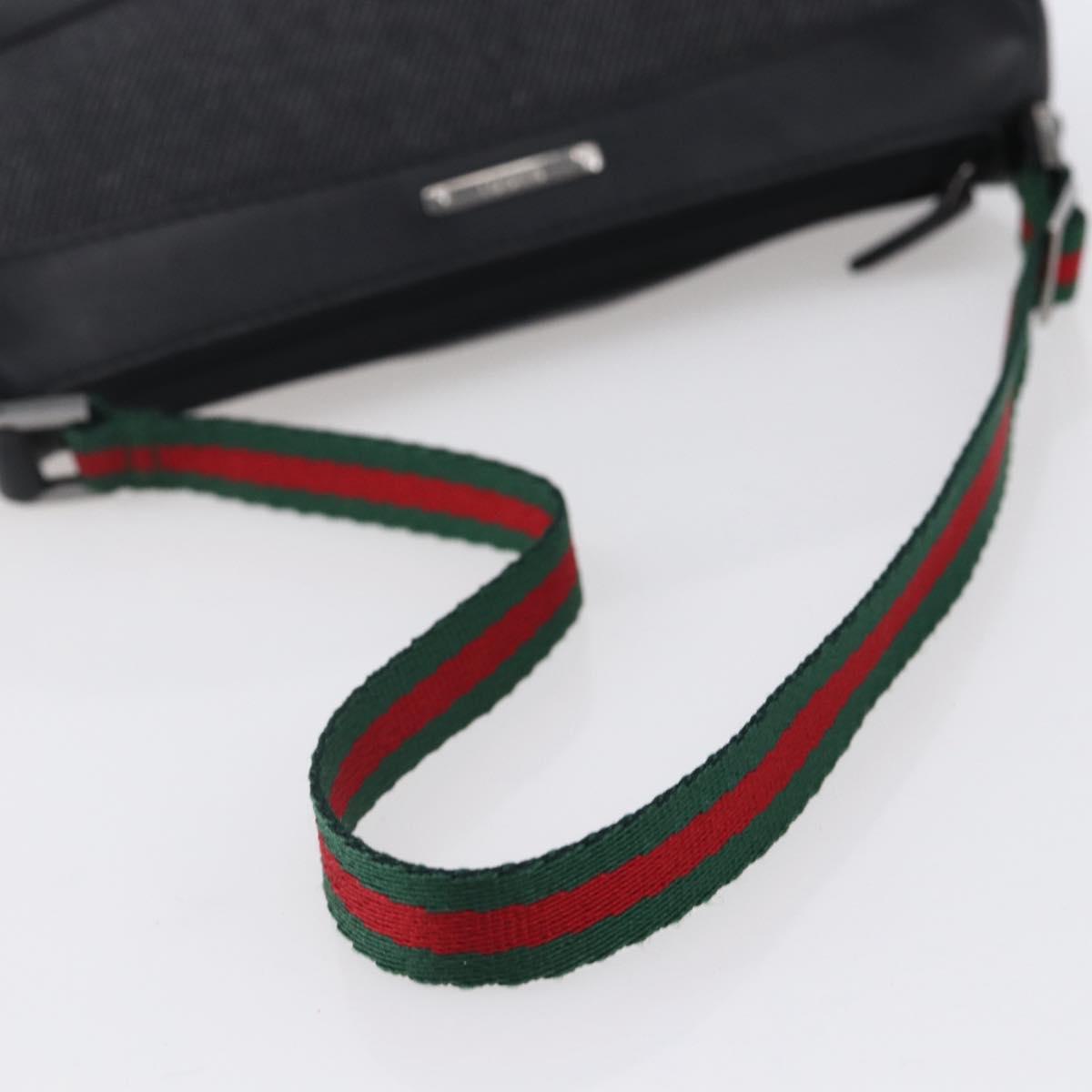 GUCCI Web Sherry Line Accessory Pouch Canvas Black Red Green 92820 Auth 147877