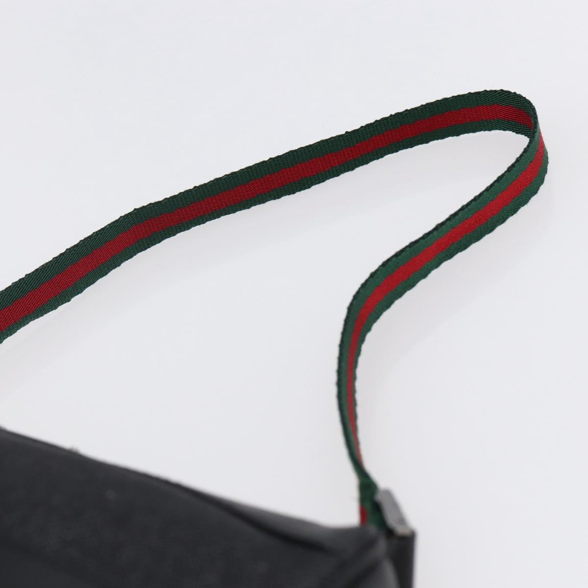 GUCCI Web Sherry Line Accessory Pouch Canvas Black Red Green 92820 Auth 147877