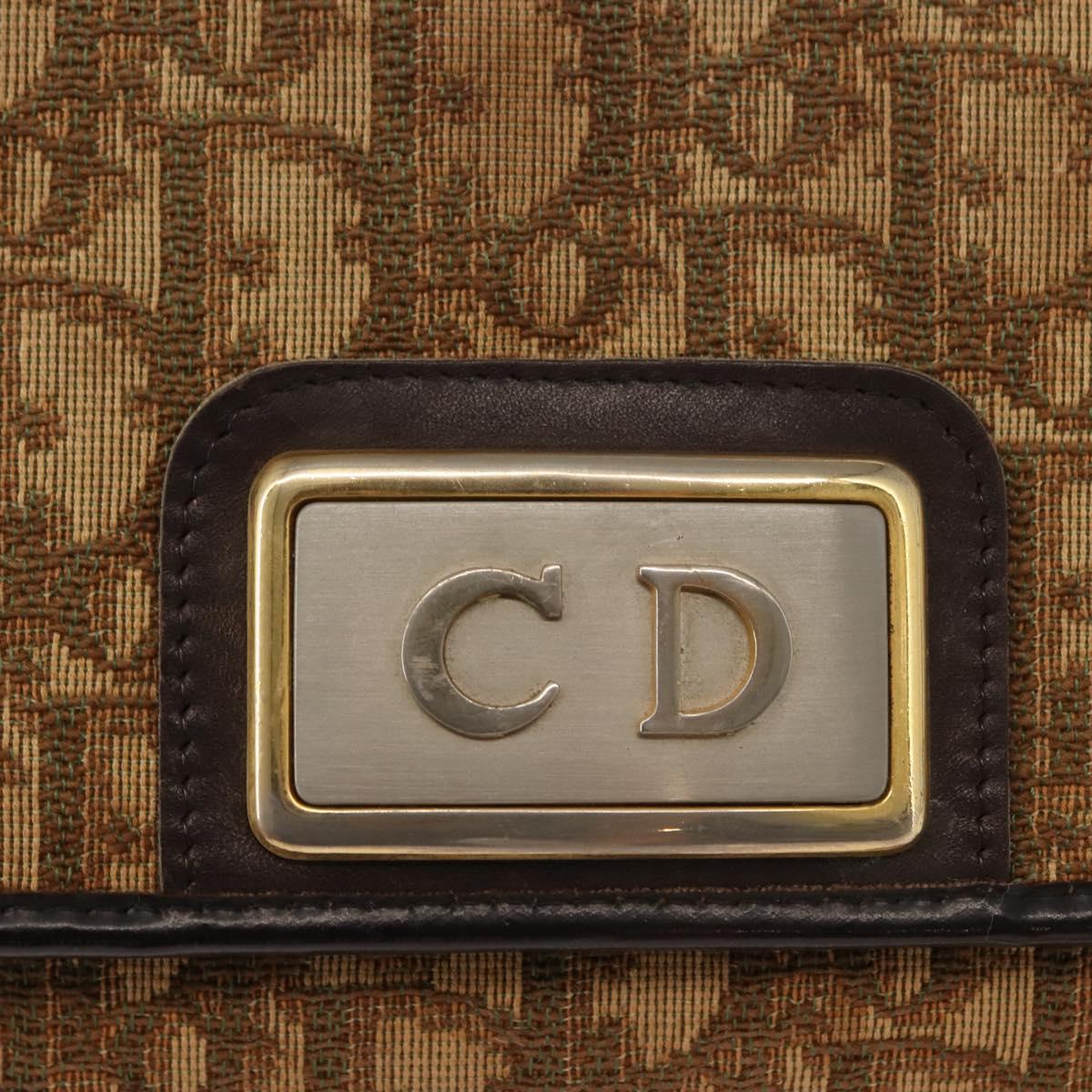 Christian Dior Trotter Canvas Chain Shoulder Bag Brown Gold Auth 147883