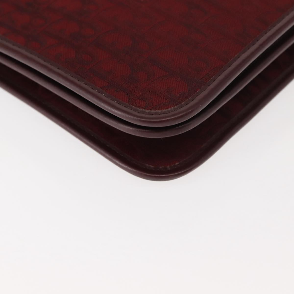 Christian Dior Trotter Canvas Chain Shoulder Bag Red Gold Auth 147884