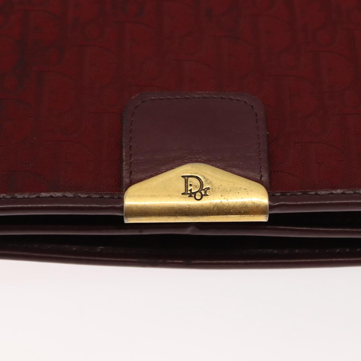 Christian Dior Trotter Canvas Chain Shoulder Bag Red Gold Auth 147884