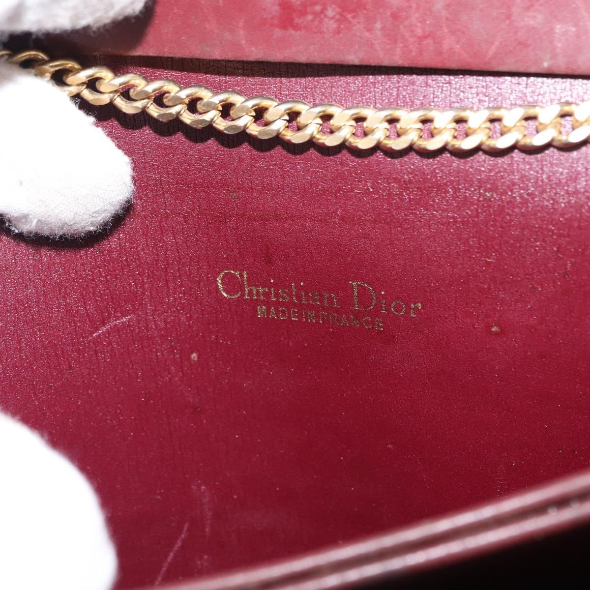 Christian Dior Trotter Canvas Chain Shoulder Bag Red Gold Auth 147884