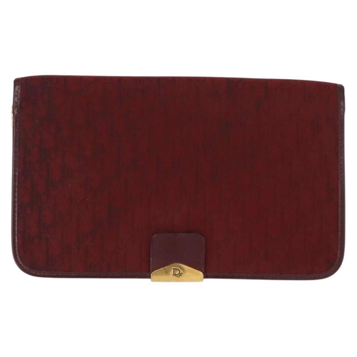 Christian Dior Trotter Canvas Chain Shoulder Bag Red Gold Auth 147884