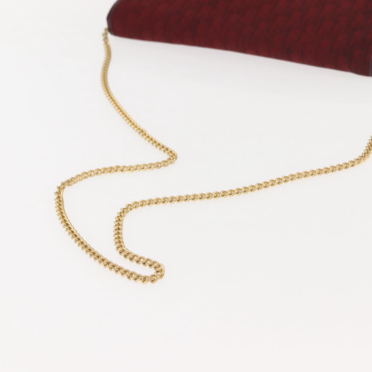Christian Dior Trotter Canvas Chain Shoulder Bag Red Gold Auth 147884