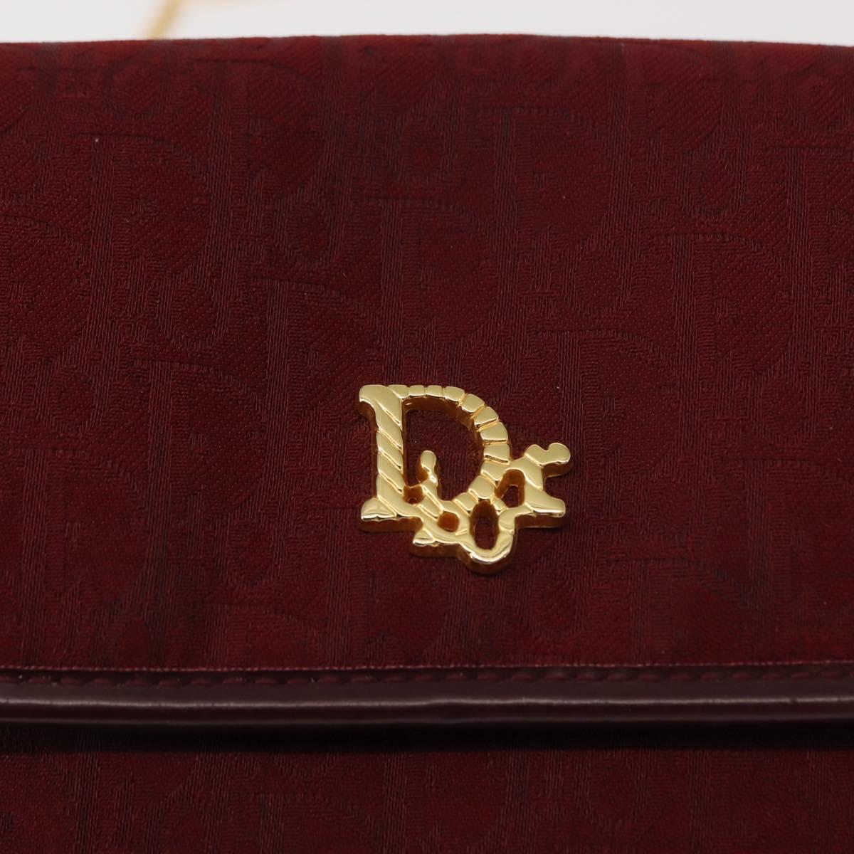 Christian Dior Trotter Canvas Chain Shoulder Bag Red Gold Auth 147885