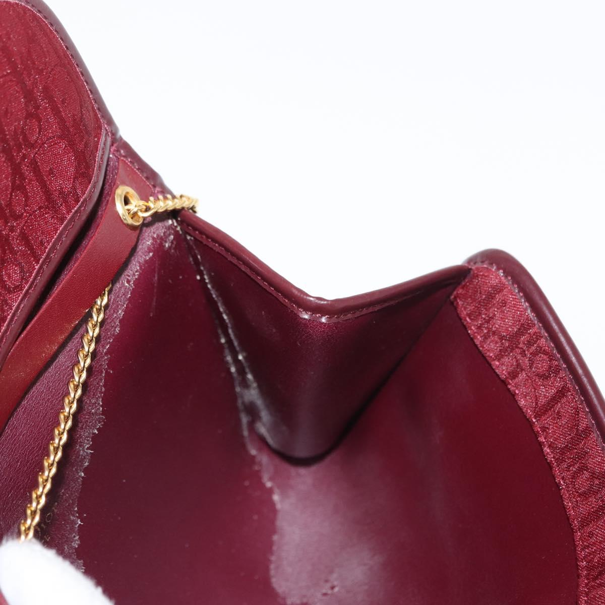 Christian Dior Trotter Canvas Chain Shoulder Bag Red Gold Auth 147885