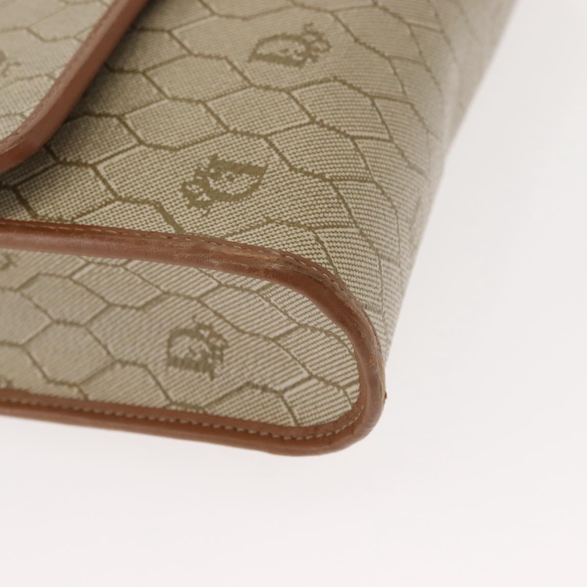 Christian Dior Honeycomb Canvas Shoulder Bag PVC Gold Beige Auth 147886