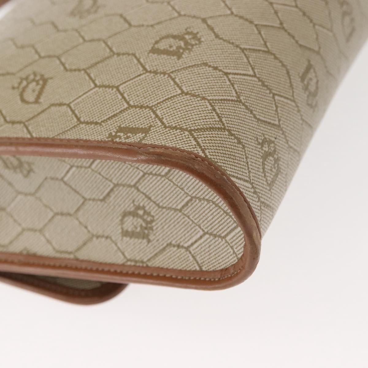Christian Dior Honeycomb Canvas Shoulder Bag PVC Gold Beige Auth 147886