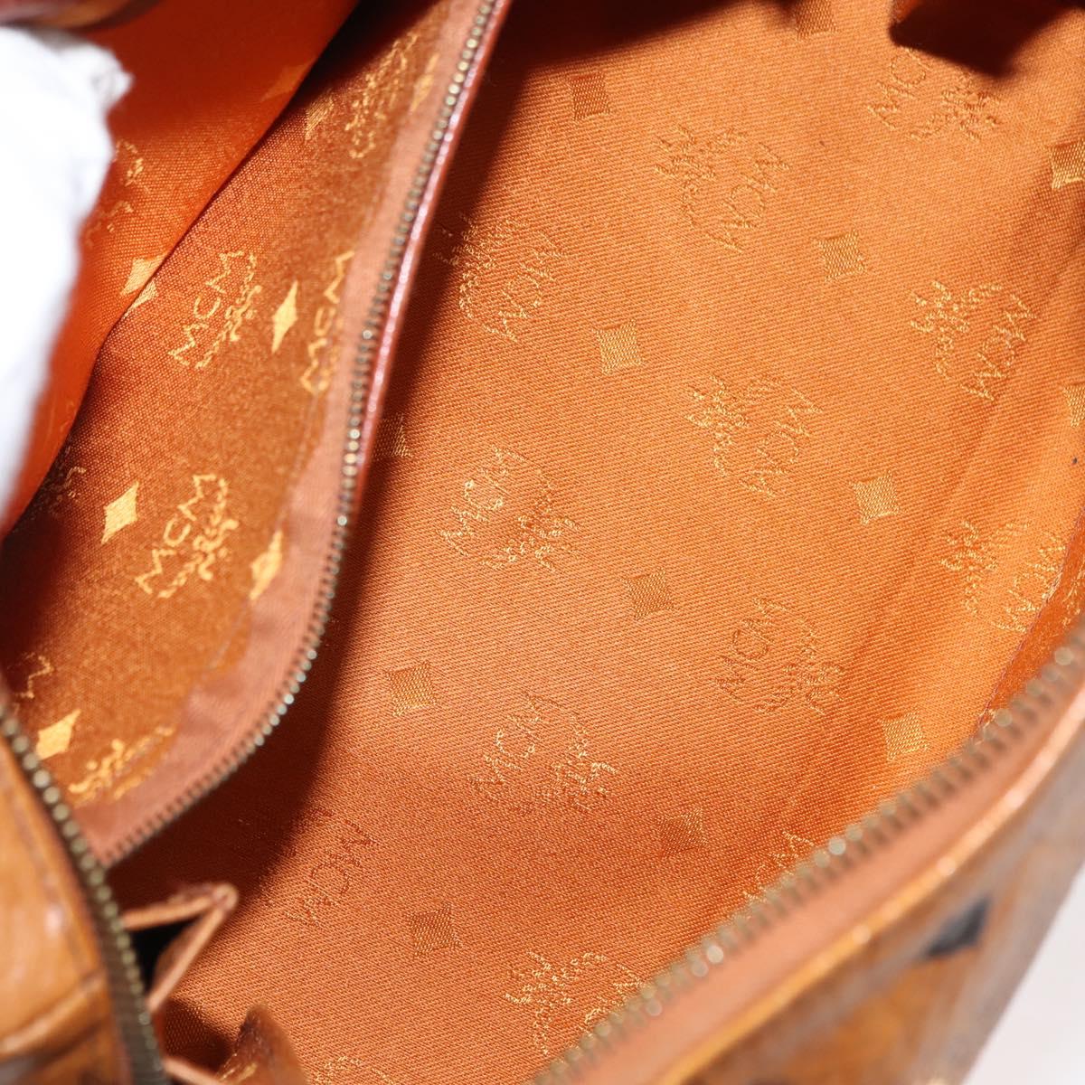 MCM Logogram Vicetos Hand Bag PVC Leather Brown Gold Auth 147887