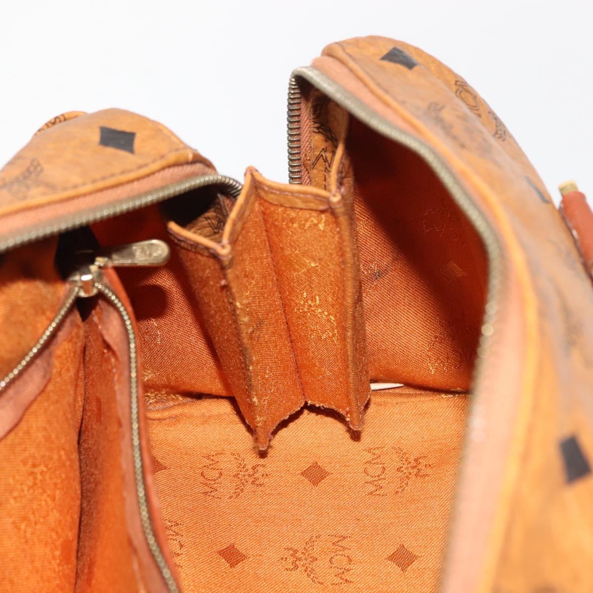 MCM Logogram Vicetos Hand Bag PVC Leather Brown Gold Auth 147887