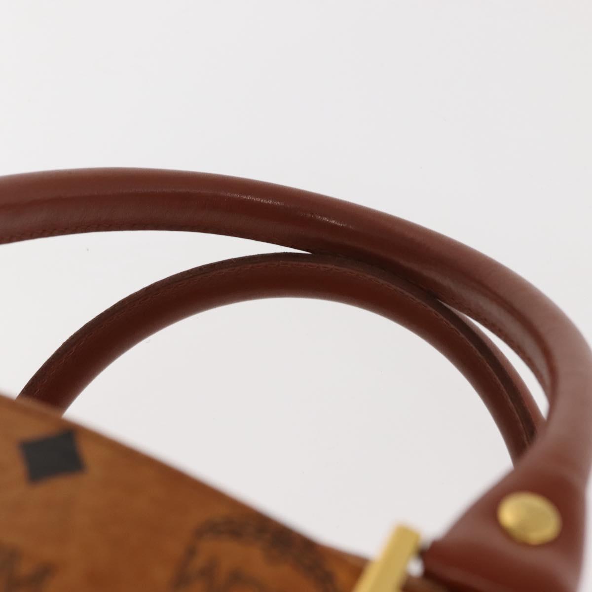 MCM Logogram Vicetos Hand Bag PVC Leather Brown Gold Auth 147887