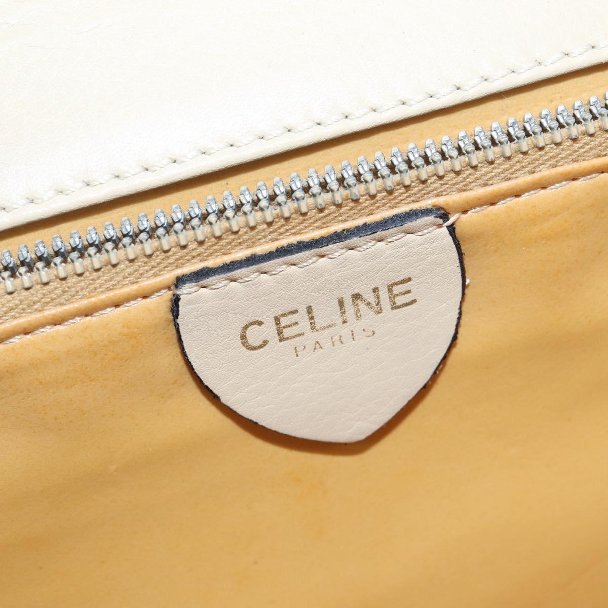 CELINE Shoulder Bag Leather Beige Gold Auth 147891