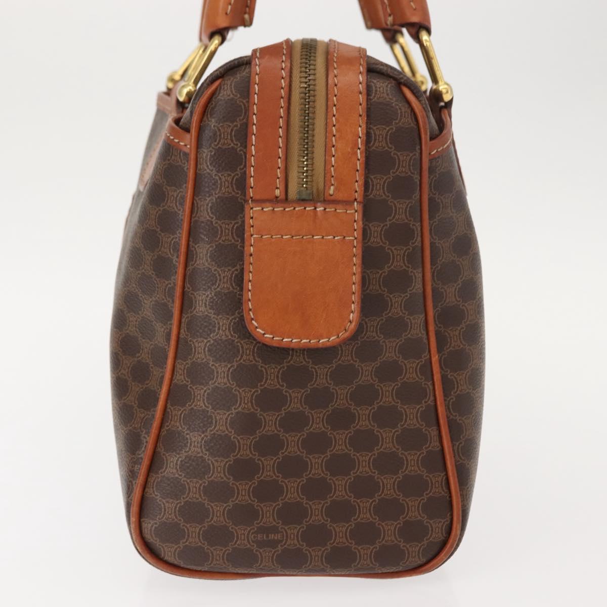 CELINE Macadam Canvas Hand Bag PVC Brown Gold Auth 147895