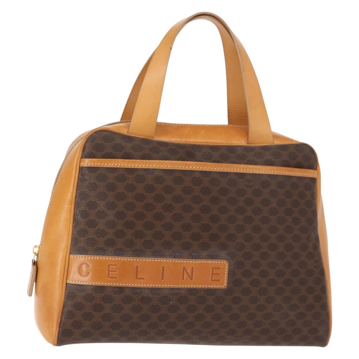 CELINE Macadam Canvas Hand Bag PVC Brown Gold Auth 147897