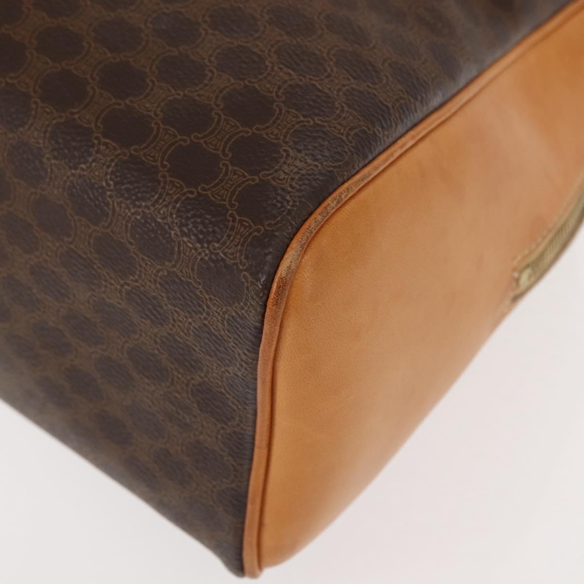 CELINE Macadam Canvas Hand Bag PVC Brown Gold Auth 147897