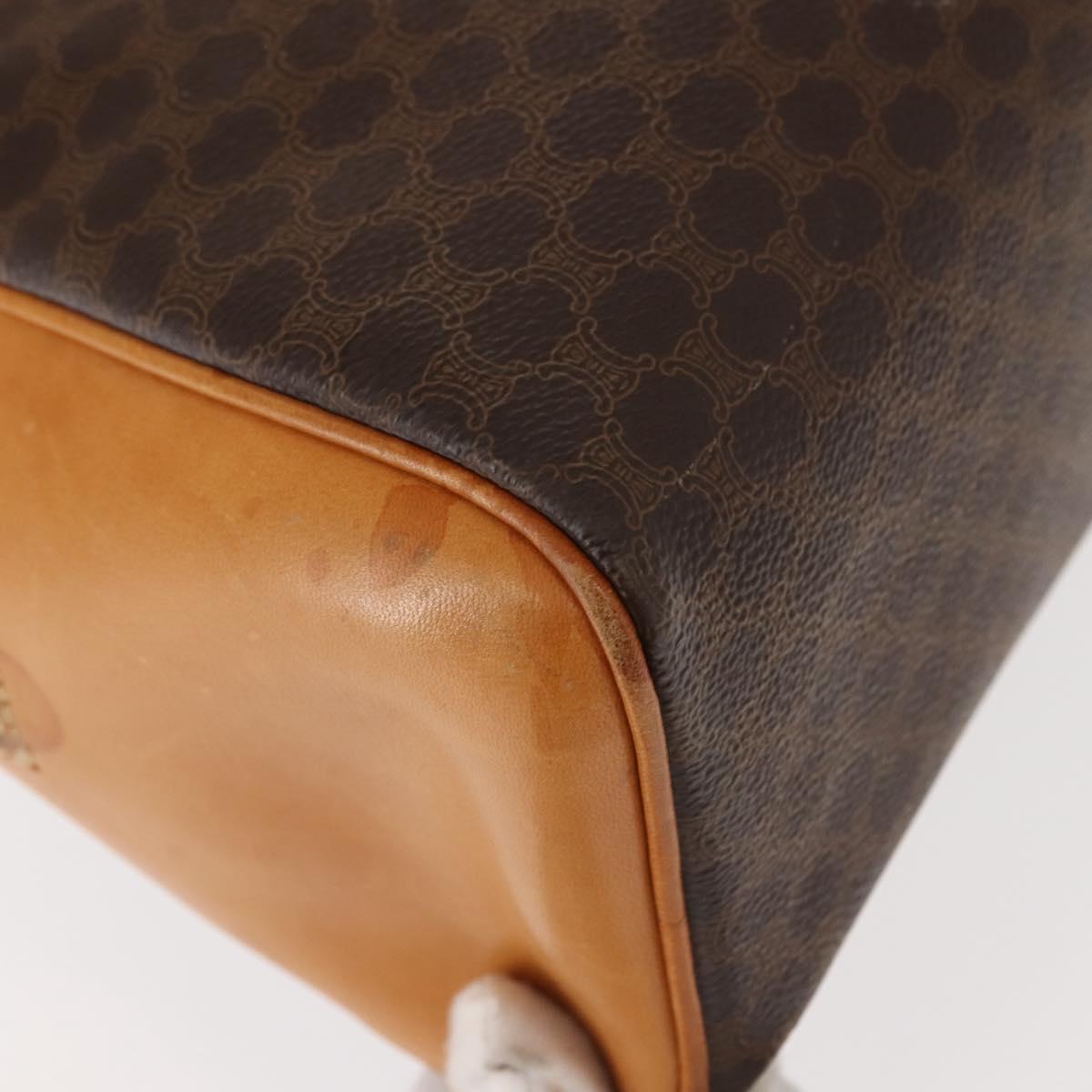 CELINE Macadam Canvas Hand Bag PVC Brown Gold Auth 147897